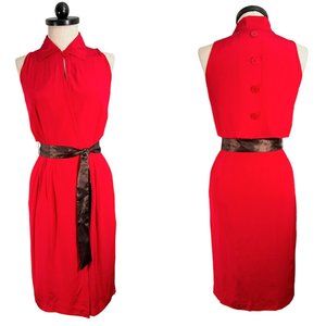 Vintage Silk Studio Button Back Sleeveless Dress 100% Silk Size 4 Retro 80s